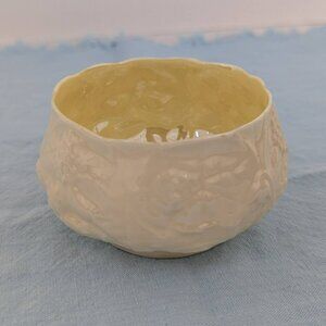 Vintage Belleek porcelain ivory iridescent sugar bowl